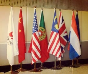 Flags that represent different nations, and this is globalisation.